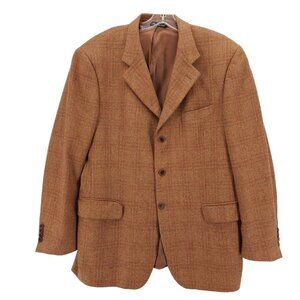 ZANIERI ITALY Calvino Vitale Sport Coat Blazer Jacket Brown Plaid Est. Size 44